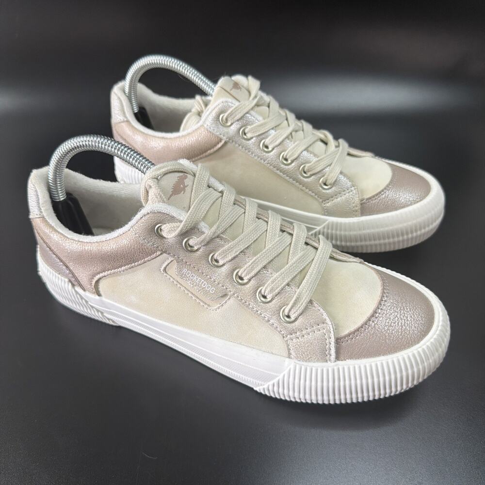 Rocket Dog Cheery Womens Bronze Platform Lace Up Sneakers Size 8.5